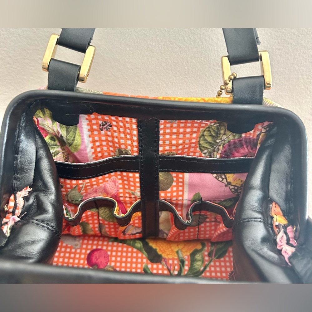 RARE Carson & Company Orange Checkered Vegetable Print Doctors Bag Handbag - Picture 7 of 9